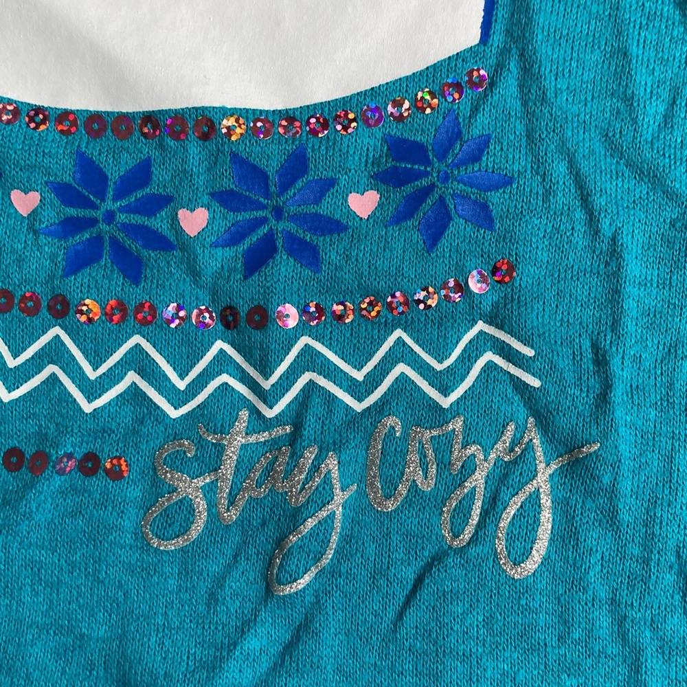 3/$12 polar bear cozy glitter graphic top w sequin casual long sleeve L 10/12 - Picture 5 of 17